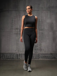 Black 4 Way Lycra Dryfit co ord set For Women