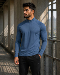 Men's Half Zipper - Spider - Steel Blue