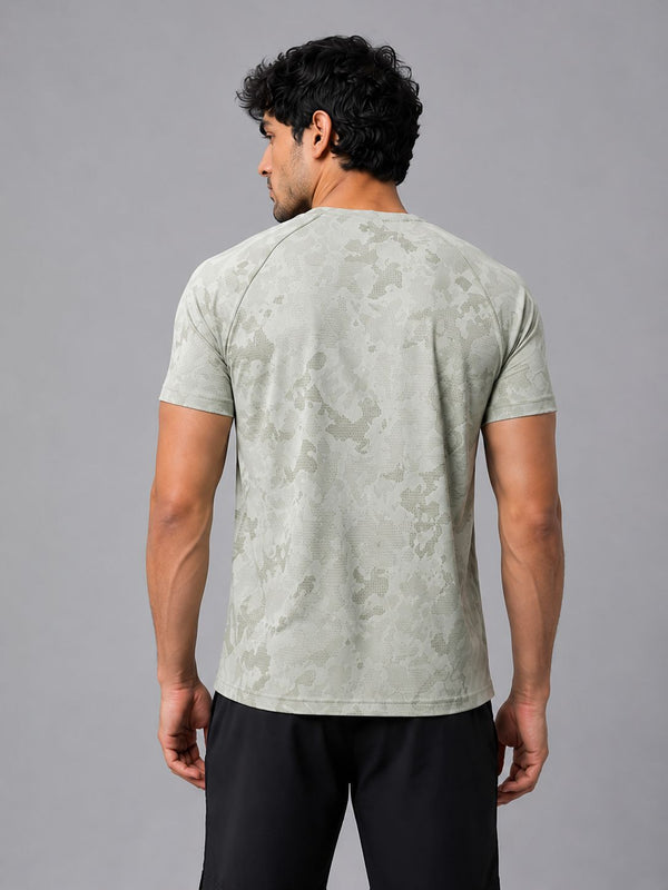 Men Jacquard Camo Active T-Shirt - Frost Mint- Zyphor
