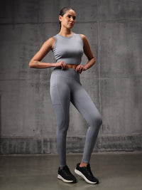 Slate Grey 4 Way Lycra Dryfit co ord set For Women