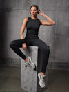 Black 4 Way Lycra Dryfit co ord set For Women