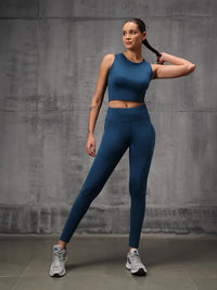 Ink Blue 4 Way Lycra Dryfit co ord set For Women