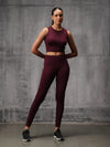 Merlot Red 4 Way Lycra Dryfit co ord setFor Women - Bliss