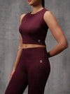 Merlot Red 4 Way Lycra Dryfit co ord setFor Women - Bliss