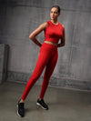 Red Velocity 4 Way Lycra Dryfit co ord set For Women