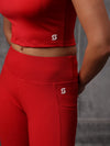 Red Velocity 4 Way Lycra Dryfit co ord set For Women