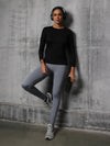 Neo-Black Nylon Lycra Full Sleeve T-Shirt For Women