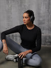 Neo-Black Nylon Lycra Full Sleeve T-Shirt For Women
