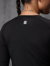 Neo-Black Nylon Lycra Full Sleeve T-Shirt For Women