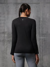 Neo-Black Nylon Lycra Full Sleeve T-Shirt For Women
