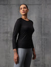 Neo-Black Nylon Lycra Full Sleeve T-Shirt For Women