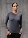 Slate Blue Nylon Lycra Full Sleeve T-Shirt For Women