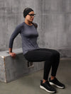 Slate Blue Nylon Lycra Full Sleeve T-Shirt For Women