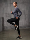 Slate Blue Nylon Lycra Full Sleeve T-Shirt For Women