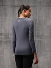Slate Blue Nylon Lycra Full Sleeve T-Shirt For Women