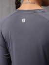 Slate Blue Nylon Lycra Full Sleeve T-Shirt For Women