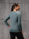 Seafoam Green Nylon Lycra Full Sleeve T-Shirt For Women