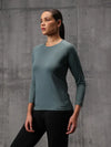Seafoam Green Nylon Lycra Full Sleeve T-Shirt For Women