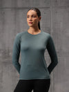 Seafoam Green Nylon Lycra Full Sleeve T-Shirt For Women