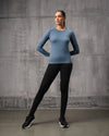 Neo-Mineral Blue Nylon Lycra Full Sleeve T-Shirt For Women