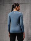 Neo-Mineral Blue Nylon Lycra Full Sleeve T-Shirt For Women
