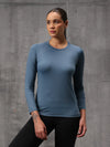 Neo-Mineral Blue Nylon Lycra Full Sleeve T-Shirt For Women