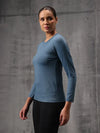 Neo-Mineral Blue Nylon Lycra Full Sleeve T-Shirt For Women