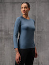 Neo-Mineral Blue Nylon Lycra Full Sleeve T-Shirt For Women