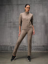 Pale Taupe Nylon Crush Track Suit For Women
