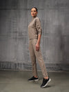 Pale Taupe Nylon Crush Track Suit For Women