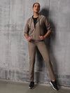 Pale Taupe Nylon Crush Track Suit For Women