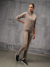 Pale Taupe Nylon Crush Track Suit For Women