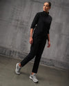 Black Nylon Crush Track Suit For Women