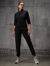 Black Nylon Crush Track Suit For Women