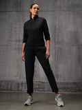 Black Nylon Crush Track Suit For Women