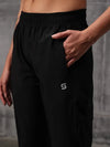Black Nylon Crush Track Suit For Women
