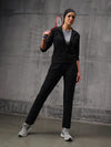 Black Nylon Crush Track Suit For Women