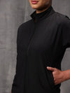 Black Nylon Crush Track Suit For Women