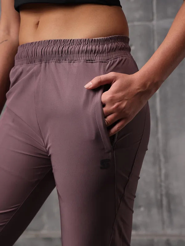 Flow-Dusty Plum Nylon Crush Track Suit For Women