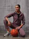 Flow-Dusty Plum Nylon Crush Track Suit For Women