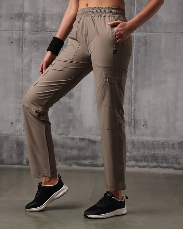 Pale Taupe Nylon Crush Lower For Women