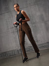 Brown Iron Wood Nylon Crush Lower For Women