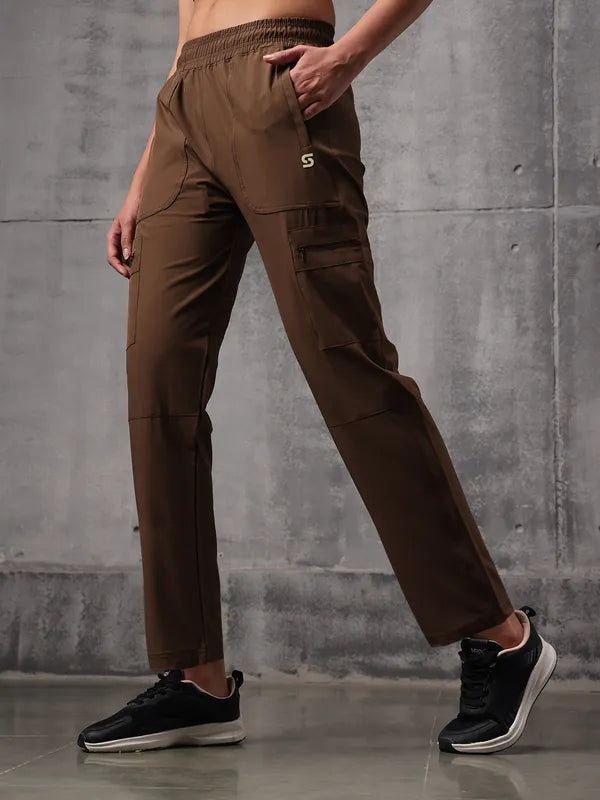 Brown Iron Wood Nylon Crush Lower For Women