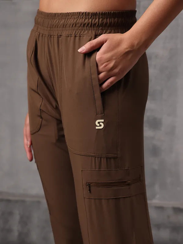 Brown Iron Wood Nylon Crush Lower For Women