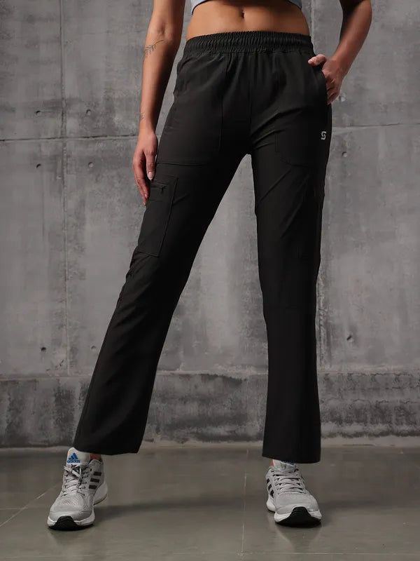 Black Nylon Crush Lower For Women