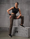 Brown Nylon Crush Lower For Women