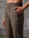 Brown Nylon Crush Lower For Women
