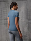 Neo-Mineral Blue Nylon Lycra Round Neck T-Shirt For Women