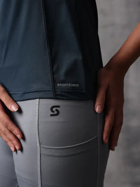 Teal Stormy Tide Nylon Lycra Round Neck T-Shirt For Women