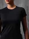 Black Vapo Knit Round Neck T-Shirt For Women